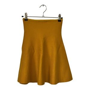 ZARA | Yellow High Waisted Knit Skater Skirt | Size: S